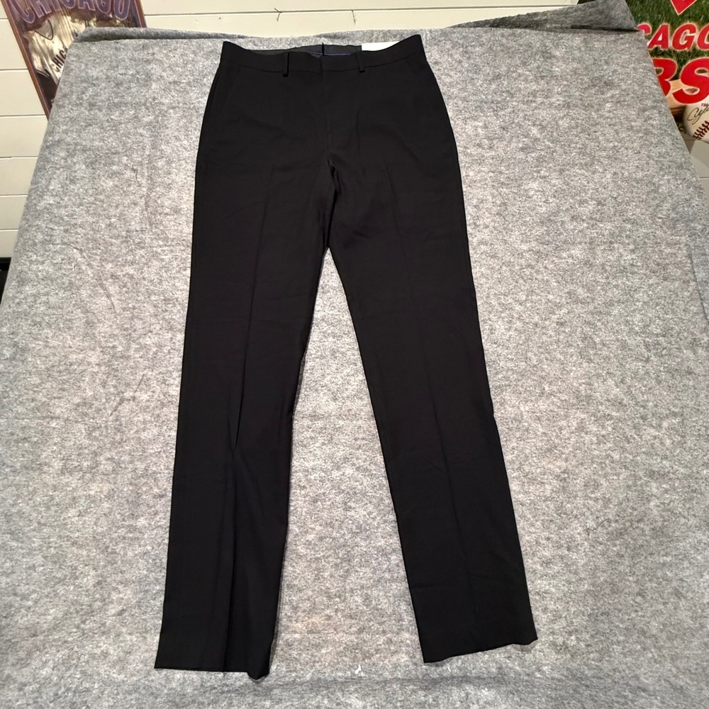 Kenneth Cole Reaction Mens Dress Pants Black Modern Fit Techni-Cole 32W x 34L